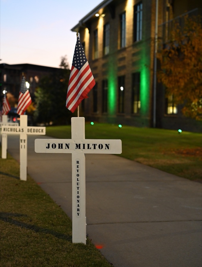 Veterans memorial markers at Milton City Hall